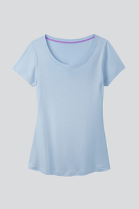 High Quality Scoop Neck Cotton Modal Blend T-shirt in Light Blue - Core Essentials - Short Sleeve T-Shirt by Lavender Hill Clothing