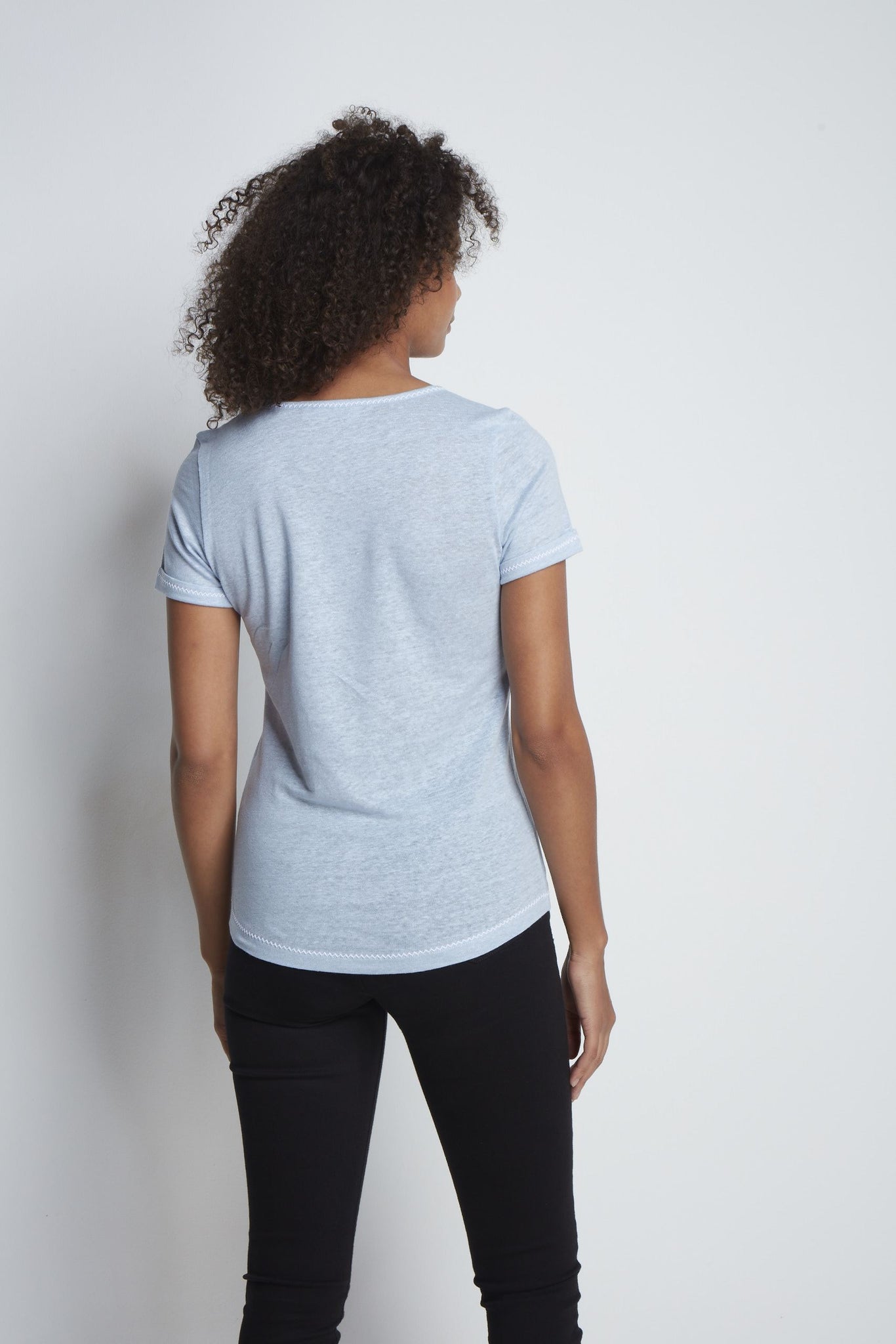 Light Weight Short Sleeve Linen T-Shirt - High Quality Linen T-Shirt - Flattering Short Sleeve T-Shirt - Blue Linen T-Shirt