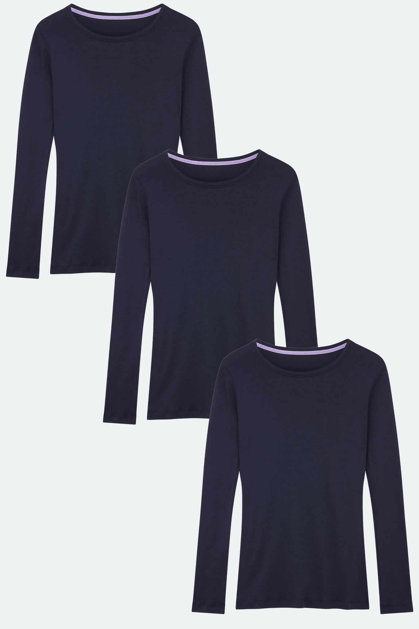 Bundle | Long Cotton Neck Hill Lavender Crew Sleeve T-shirt Blend Clothing Modal