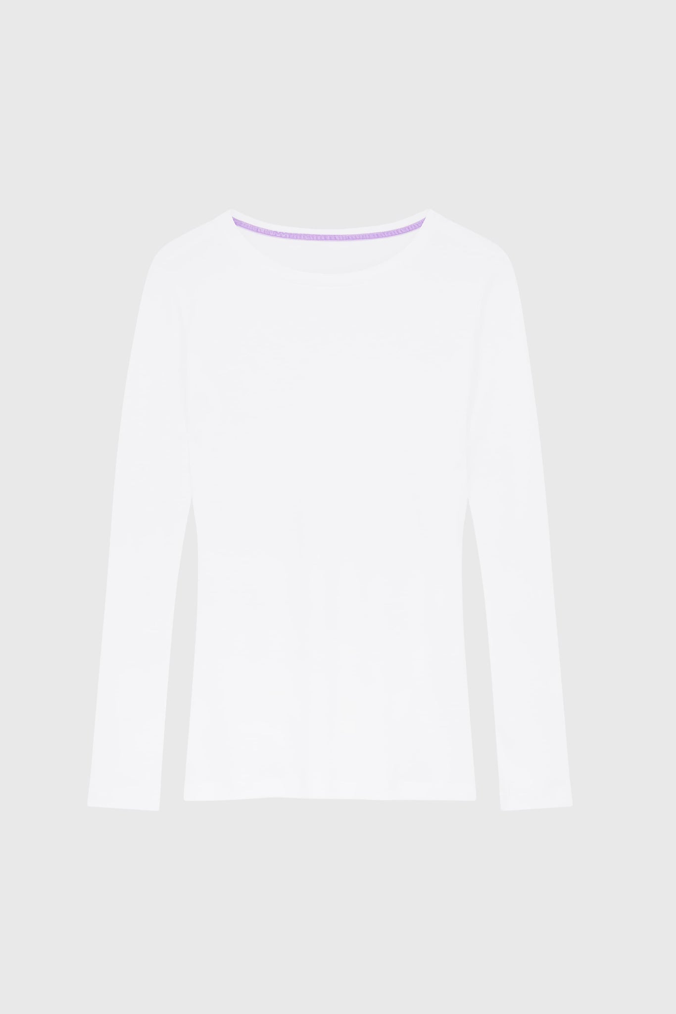 Quality Women's White Long Sleeve Crew Neck Cotton Modal Blend t-shirt in White by Lavender Hill Clothing 