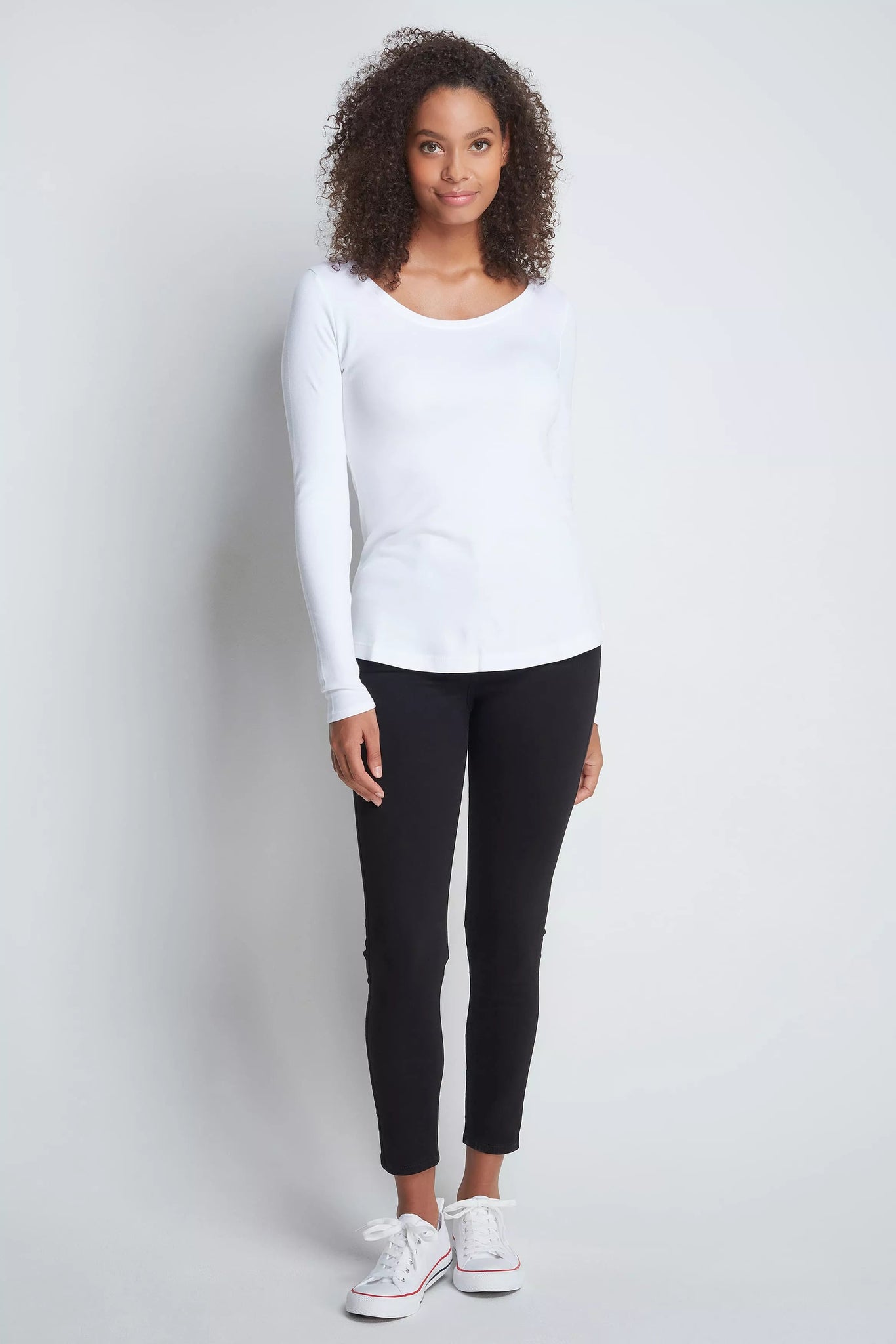 Long Sleeve Scoop Neck Cotton Modal Blend T-shirt Women's Long Sleeve T-shirt Lavender Hill