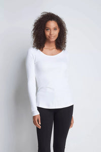 Long Sleeve Scoop Neck Cotton Modal Blend T-shirt Women's Long Sleeve T-shirt Lavender Hill