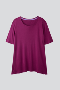 Magenta Mid Sleeve A-line Micro Modal T-shirt | Flattering loose fit half sleeve womens T-shirt | Lavender Hill Clothing