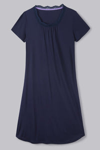 Women's Luxury Soft Micro Modal Navy Night Dress by Lavender Hill Clothing