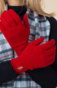 Scottish Cashmere Button Gloves in Red - Women's Cashmere Accessories Lavender Hill Clothing