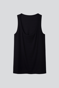 Womens Black Ribbed Scoop Neck Tank Top by Lavender Hill Clothing