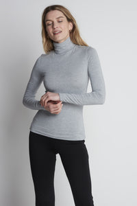 Roll Neck Micro Modal Top Long Sleeve T-shirt Lavender Hill Clothing