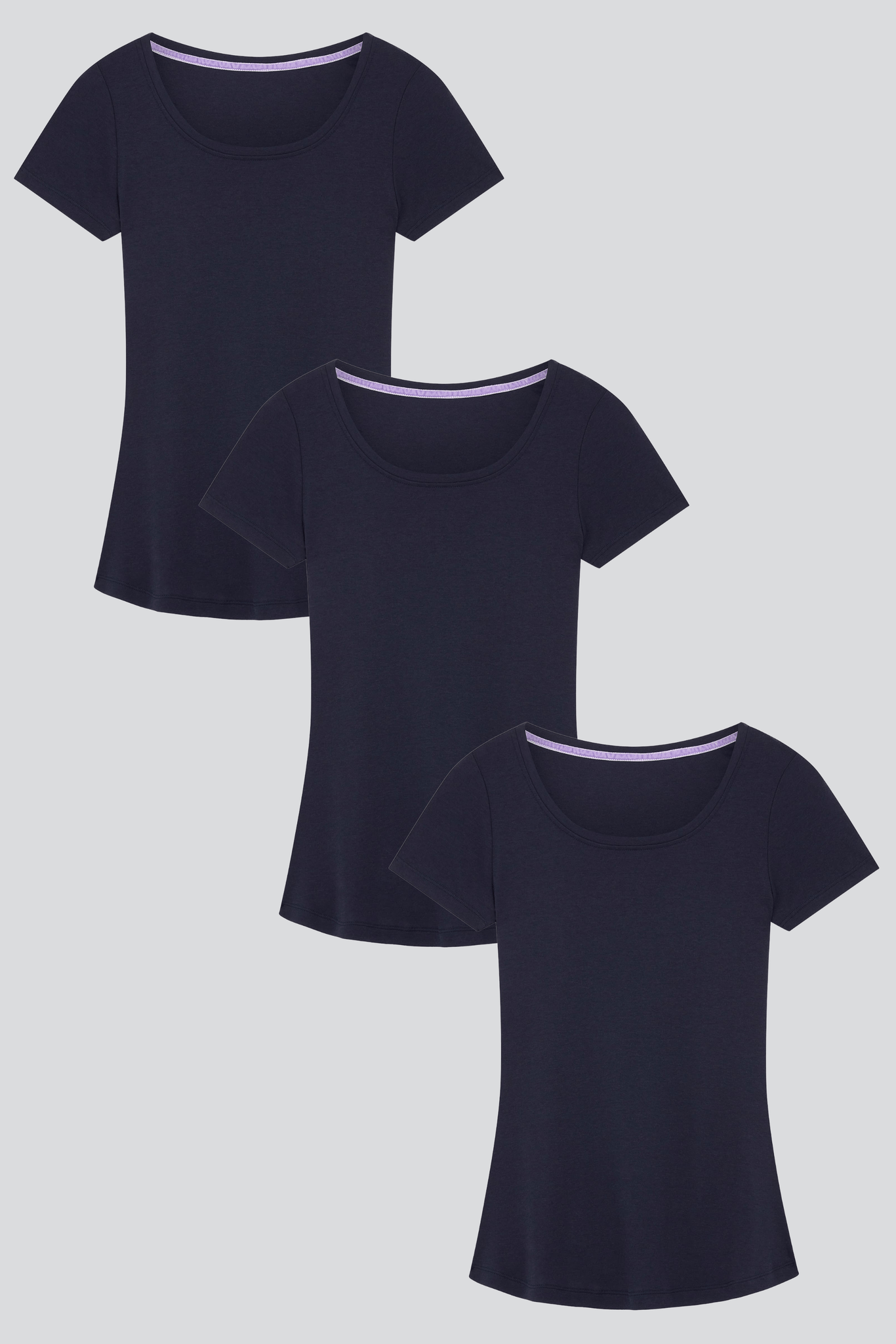 Women's Short Sleeve Scoop T-shirt Bundle - Navy Short Sleeve T-shirt Multi Pack - Core Essential T-Shirts - Lavender Hill Clothing