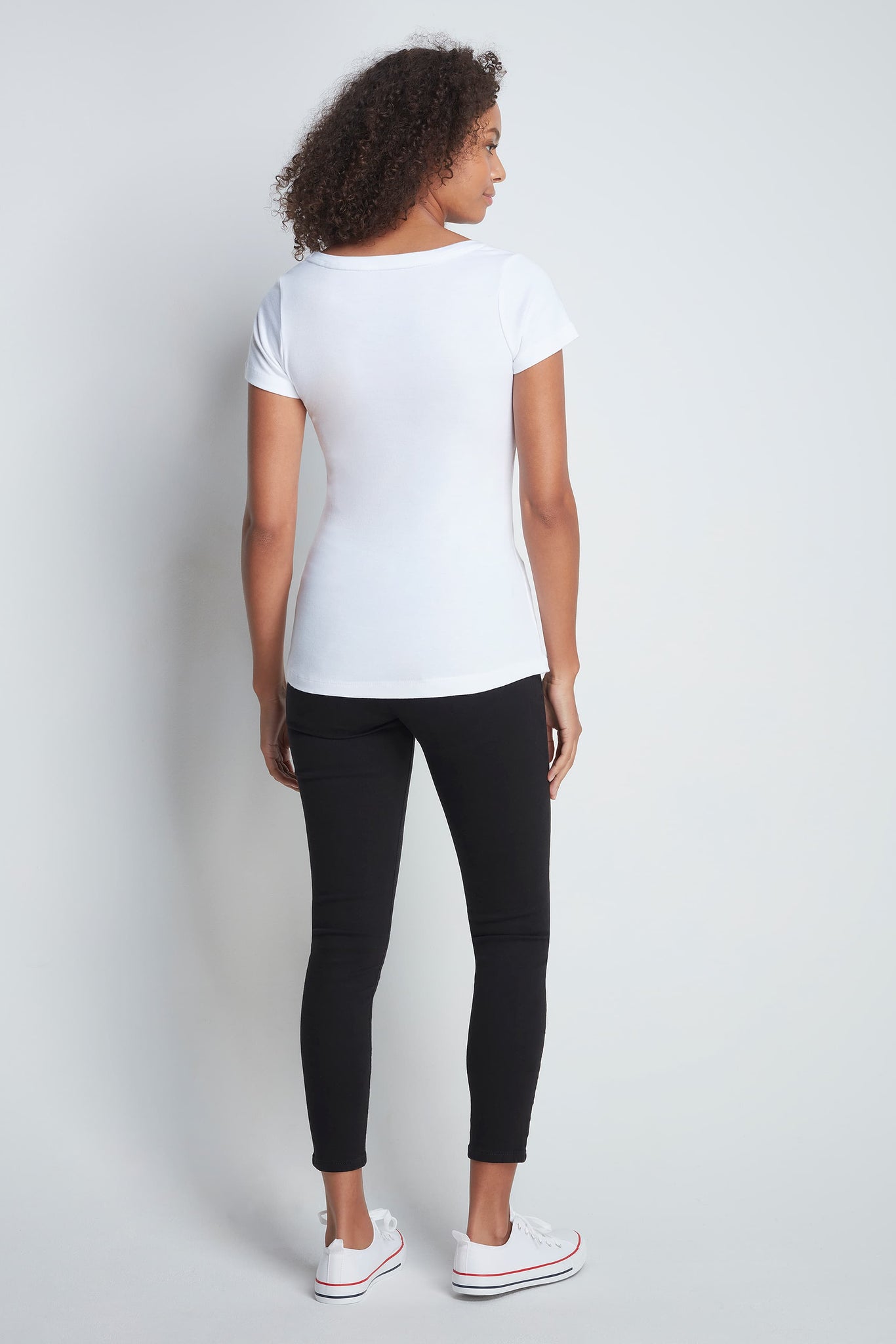 Quality Scoop Neck Cotton Modal Blend Short Sleeve T-Shirt in White by Lavender Hill Clothing