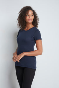 Women's Short Sleeve Crew Neck Cotton Modal Blend T-shirt in Black - Quality Short Sleeve T-shirt - Comfortable T-Shirt - Core Essential Lavender Hill Clothing