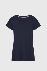 Women's Navy Short Sleeve Crew Neck Cotton Modal Blend T-shirt - Quality Short Sleeve T-shirt - Comfortable T-shirt - Wardrobe Staple Lavender Hill Clothing