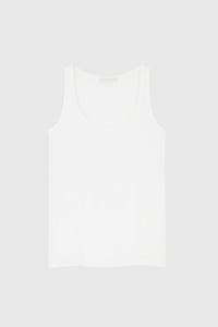 Womens White Ribbed Scoop Neck Tank Sleeveless by Lavender Hill Clothing