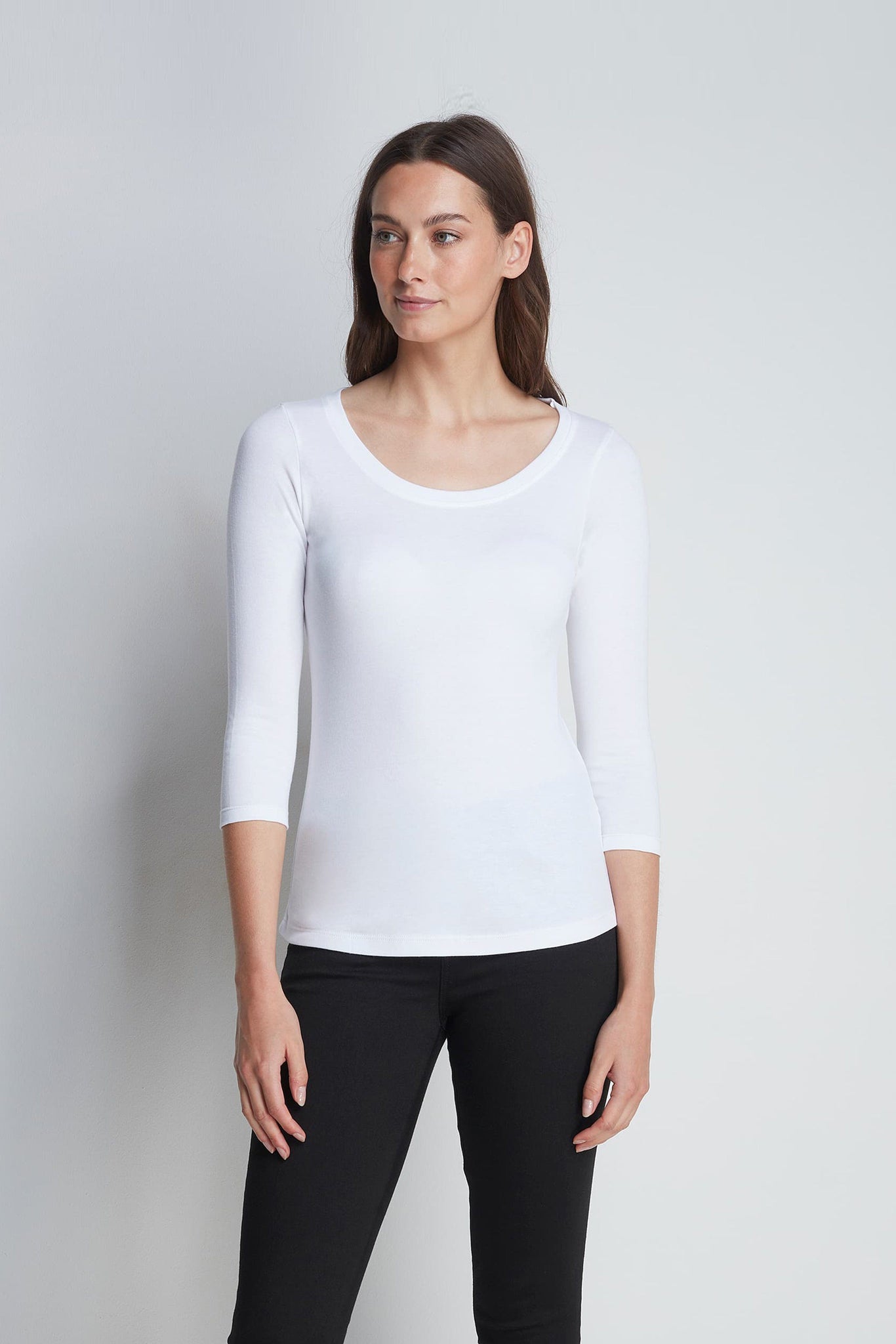3/4 Sleeve Scoop Neck Cotton Modal Blend T-Shirt 3/4 Sleeve T-shirt Lavender Hill Clothing