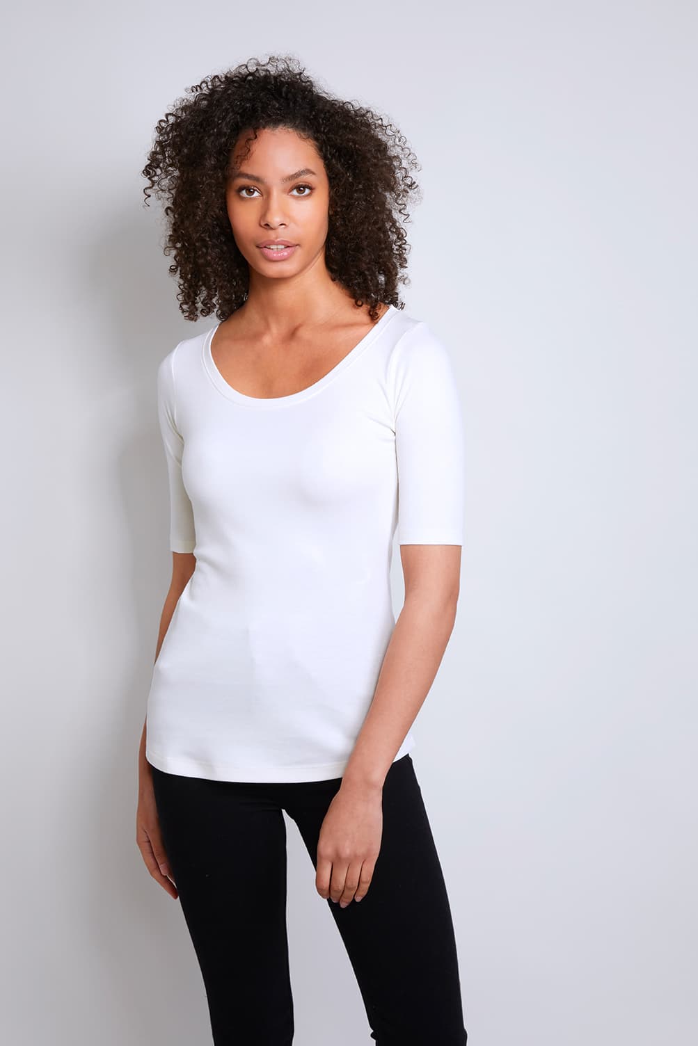 Women's Mid-Weight Flattering cream Half Sleeve Scoop Neck T-Shirt - Quality Half Sleeve Scoop - Classic T-shirt Silhouette by Lavender Hill Clothing