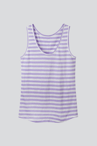 Women's lavender white Striped Linen Sleeveless Tank Top by Lavender Hill Clothing