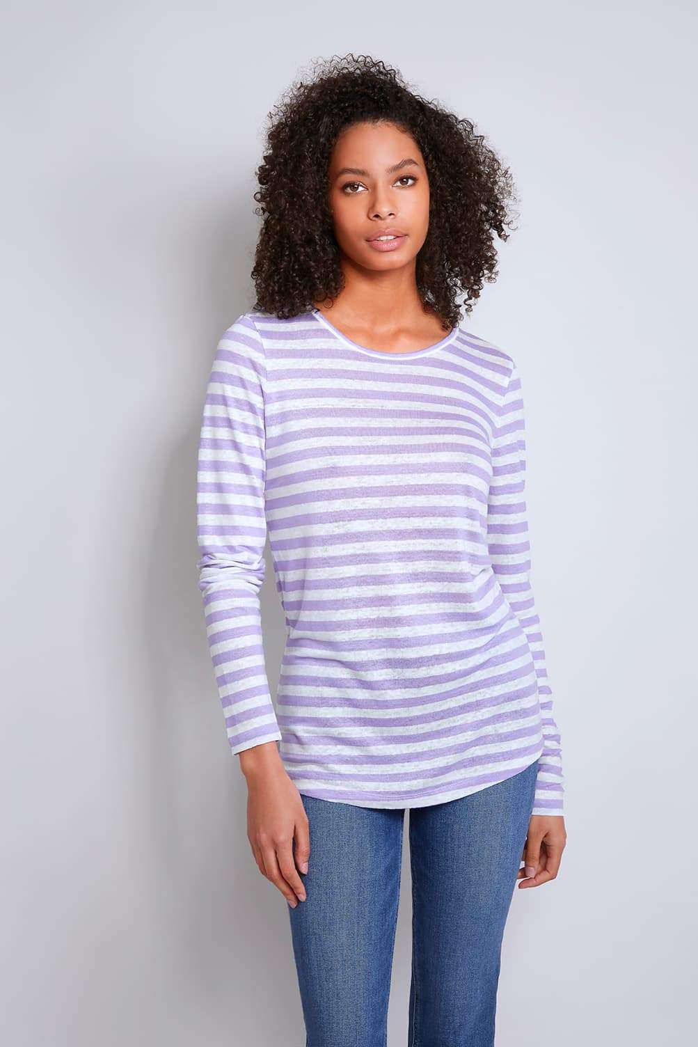 Long Sleeve Linen T-shirt Women's Long Sleeve T-shirt Lavender Hill