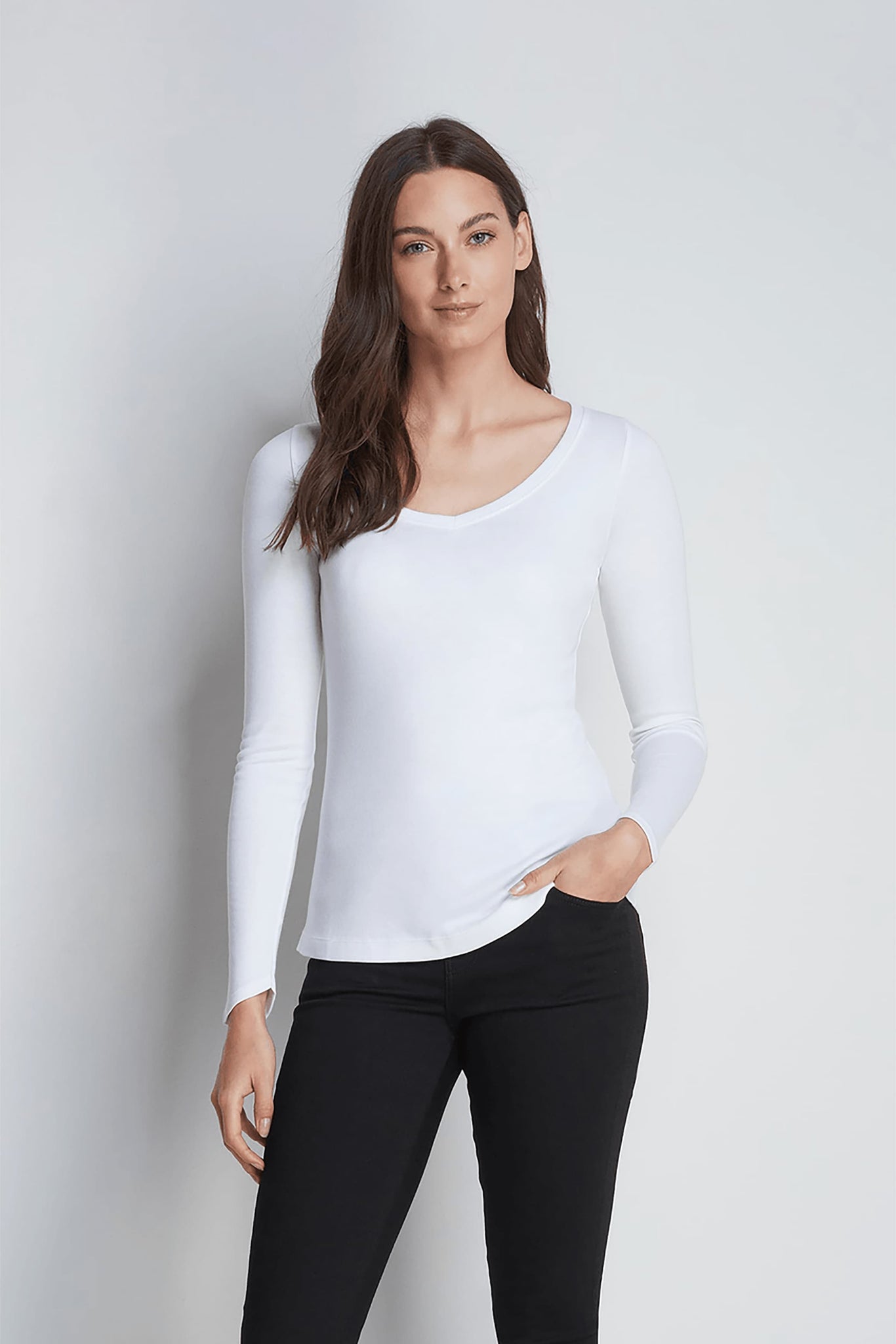 Long Sleeve V Neck Cotton Modal Blend T-shirt Women's Long Sleeve T-shirt Lavender Hill Clothing
