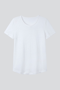 Womens quality white Linen T-shirt by Lavender Hill Clothing