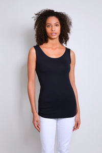 Womens quality black Longline Micro Modal Vest by Lavender Hill Clothing