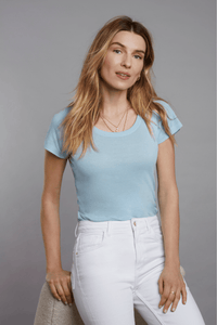 Scoop Neck Cotton Modal Blend T-shirt Women's Short Sleeve T-shirt Lavender Hill Clothing