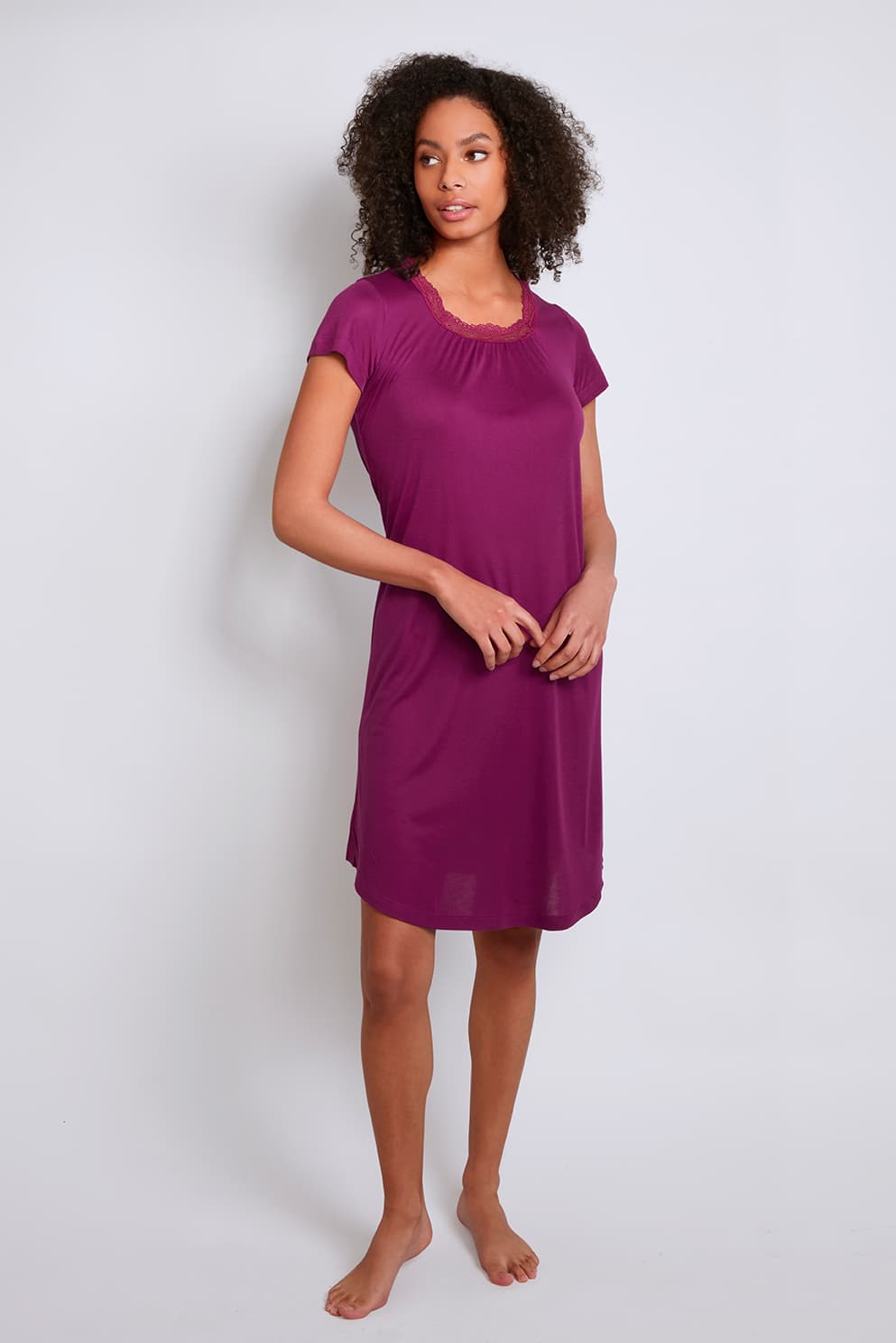 Women's Luxury Soft Micro Modal Magenta Night Dress by Lavender Hill Clothing