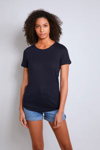 Womens quality navy Linen T-shirt by Lavender Hill Clothing