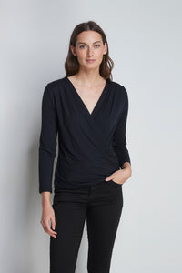 High Quality Long Sleeve Wrap Top - Comfortable Wrap Top - Flattering Black Wrap Top - Soft Long Sleeve Wrap Top - Workwear Top - Night Out Top - Lavender Hill Clothing