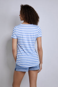 Short Sleeve Striped Linen T-shirt Short Sleeve T-shirt Lavender Hill Clothing